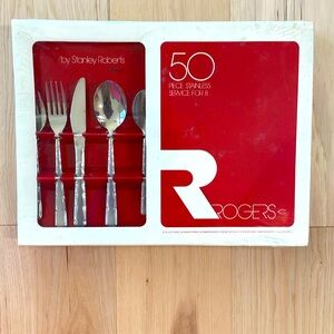 Rogers Company by Stanley Rogers “Cheer” 50 piece Stainless Flatware for 8  NIB